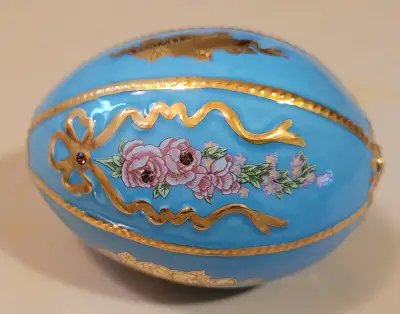 Vintage Blossoms of The Dynasty Turquoise Faberge Egg Imperial Jeweled Egg Collection by Franklin Mi...