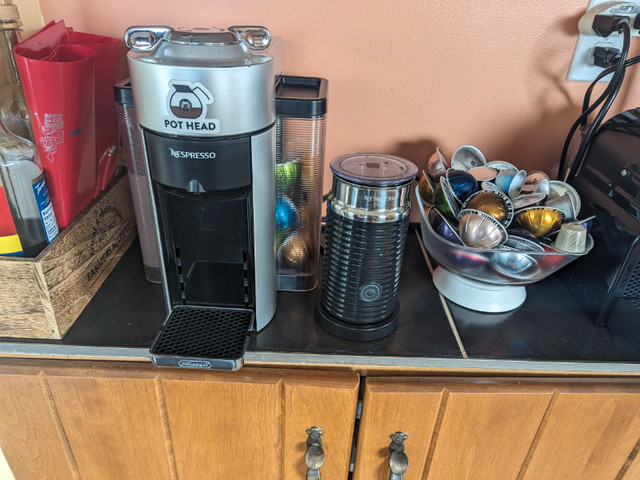 Nespresso Virtuo Machine and Aeroccino + full pod supply in Coffee Makers in Brockville