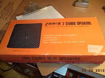 A pair of Zamir speakers in original box with instructions 5 inch, 12 watts Call Sid for details. Ce...