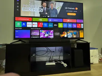 65” LG 4K Smart TV + LG S40T Soundbar + TV Stand – Like New, View more