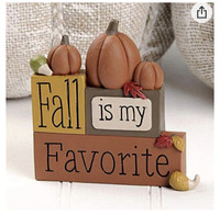 Fall is My Favorite Pumpkins 4 x 4 Block Look Resin Stone Tablet