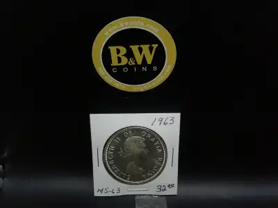 1963 Canada $1 MS-63 Coin $32 The 1963 Canada $1 coin in MS-63 condition refers to a Canadian silver...