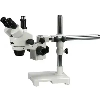 AmScope SM-3T Trinocular LED Boom Stand Stereo Zoom Microscope with 54 Lamp LED Ring Light and 5MP C...