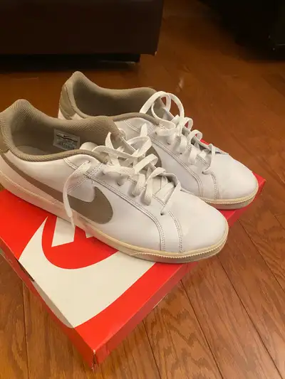 Preowned Nike Court Royale Sized 11.5 Men’s White/Khaki Excellent condition! Barely worn. $50 or bes...