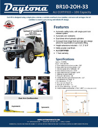 Daytona ALI Certified 10,000 lbs Overhead Automotive Lift Hoist