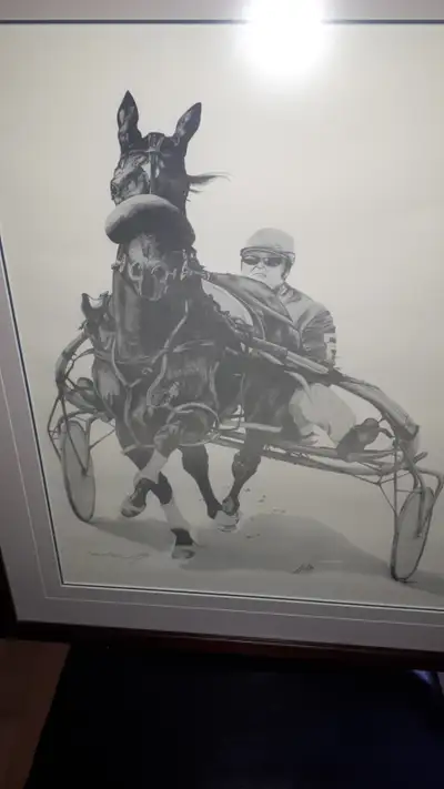 2  Framed Harness Racing Prints, View more