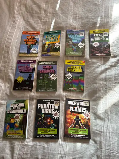 Dive into adventure with this collection of 10 Minecraft novels by Winter Morgan and Mark Chevertom....