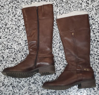 Brown leather boots women Bottes femme en cuir marron