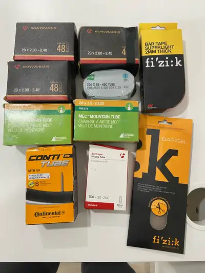 Bike presta tubes and bar tape/gel, View more