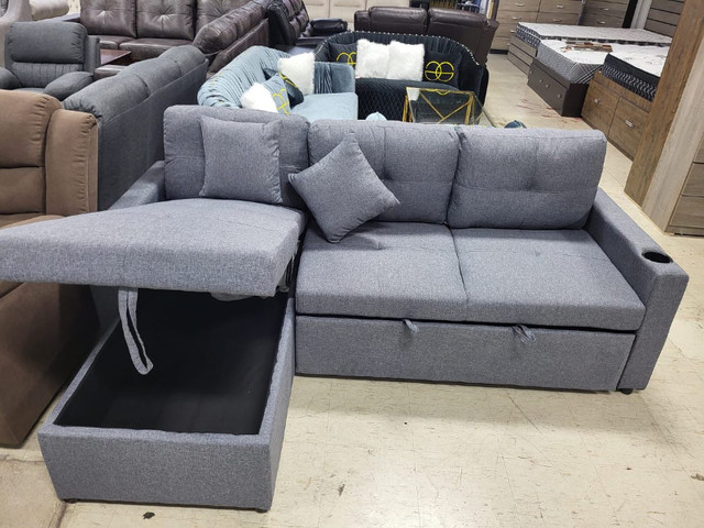 Elegant 4 seater sectional sofa bed pull out with storage n sale in Couches & Futons in Oakville / Halton Region - Image 2