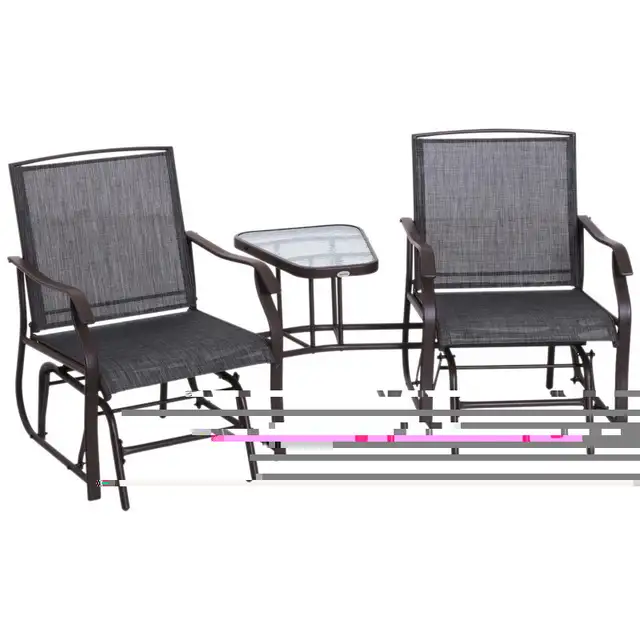 Patio Double Glider Chair with Glass Top Center Table, Outdoor G in Patio & Garden Furniture in Markham / York Region - Image 3