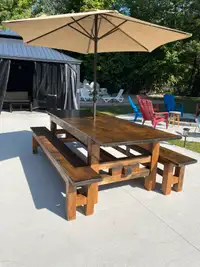Outdoor or indoor dining table with matching 6 ft bench$850.00