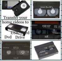 Transfer Hi8,8mm,Mini DV and VHS Tapes  $7/tape