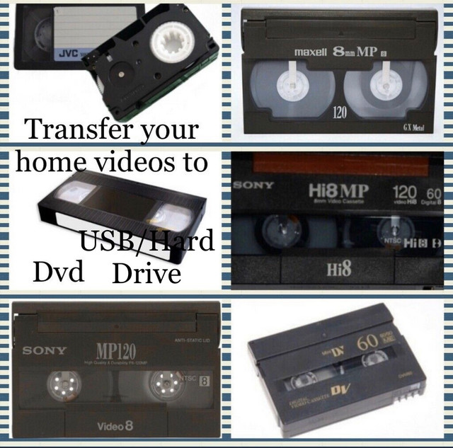 Transfer Hi8,8mm,Mini DV and VHS Tapes  $7/tape in Video & TV Accessories in Kitchener / Waterloo