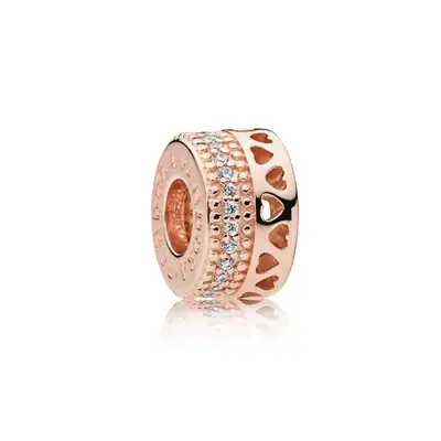 Pandora Rose Gold Heart & Pavé Stackable Spacer Charm 787415CZ, View more