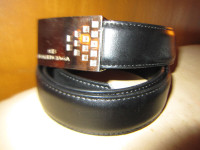 Balenciaga Black Leather Dress Belt And Buckle Made  Italy Mens