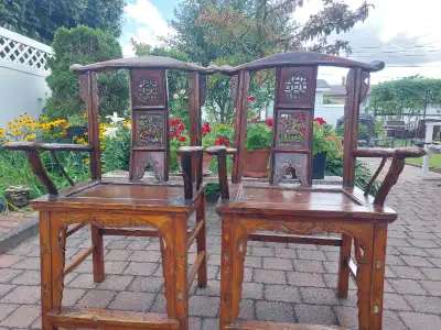Pair of chinese antique armrest chair, View more