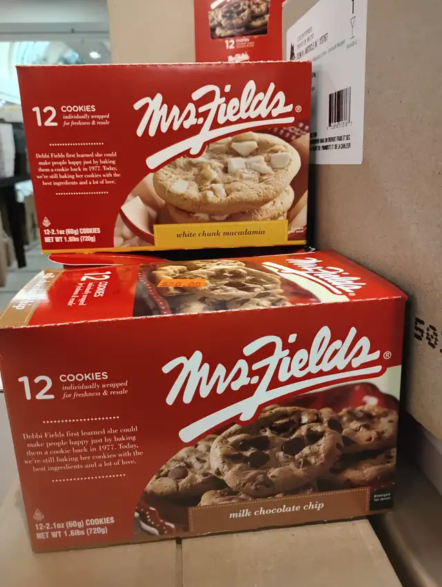Mrs Fields Cookies, individually warped for resale, vending