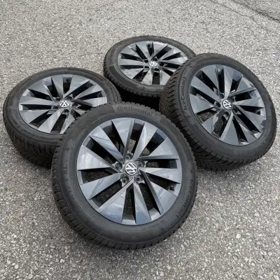 205/55/17 Inch Continental Ice Contact Snow Tires (high tread depth) + Original Volkswagen Taos Whee...