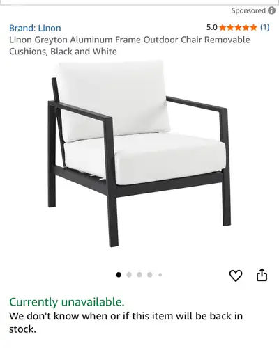Linon Greyton Aluminum Frame Outdoor Chair Black ** currently sold out ** Similar retails: $519.99 +...