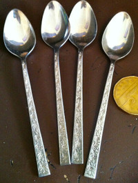 1847 Rogers Bros 4 Silver Lace Demitasse Silver Spoons Vintage