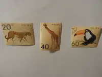 3 Vintage Polska Animal Stamps