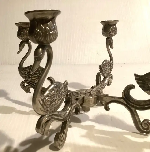 Vintage Silver Plated Swans Candelabra Centrepiece in Arts & Collectibles in St. Catharines - Image 5