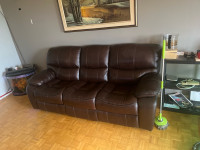  Leather couch all power push button Recliner