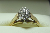 REDUCED -Vintage cluster 23 stone 10k gold ring size 7