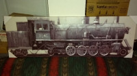 Steam Locomotive Painting  47 x 17 inches on canvas