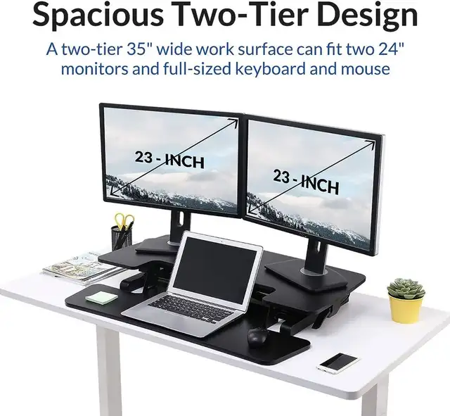 FLEXISPOT Standing Desk Converter - 35 Inch Height Adjustable St