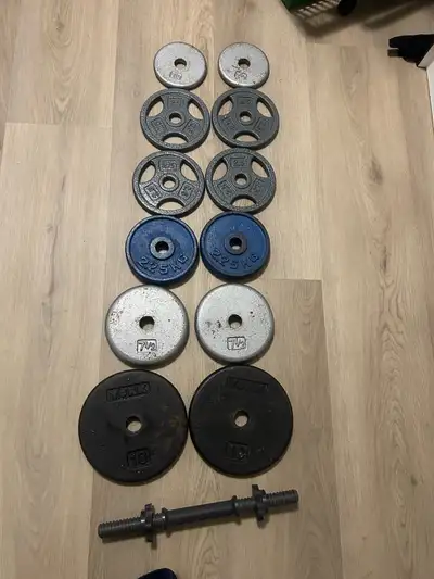 Adjustable dumbbell - $20 Weights - $1 per pound (60lbs total) I’ll sell you everything for $65 beca...