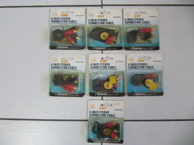 Vintage 7pc Lot Of Pfantone 6" 24K GoldPlated StereoCables 1980s, View more