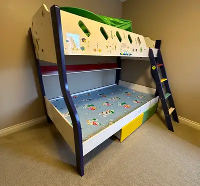 Beautiful Twin over Double Bunk Bed, Kids Loft Bed w Mattress, View more