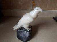 Amazing carve in White Stone w/ Black stone stand. signed