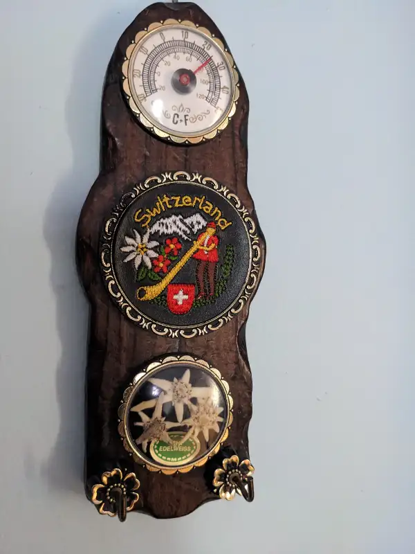 Vintage Switzerland Wall 3 ornate thermometer key holder in Arts & Collectibles in City of Toronto - Image 2