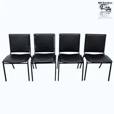 Set of 4 Chair Stackable Indoor Seating Metal Frame Black K8434, View more