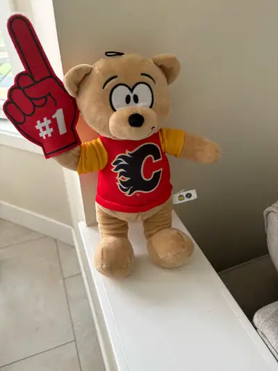 Calgary Flames fan stuffy bear 15 inches tall