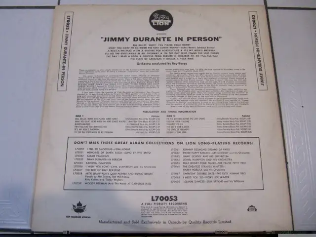 Classic Jimmy Durante In Person Vinyl LP Mint Condition Cir 1956 in Arts & Collectibles in Mississauga / Peel Region - Image 10