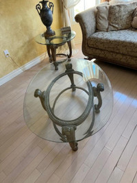 High End Two side wooden decorative  Table with glass Top