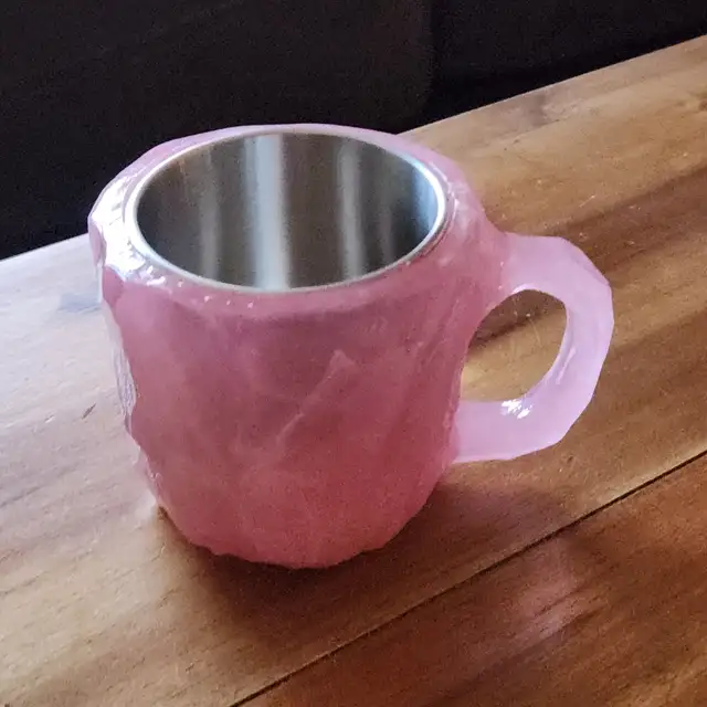 Pink RESIN cup/mug with metal liner in Arts & Collectibles in Fredericton - Image 3