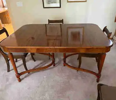 Antique mahogany dining room table, View more