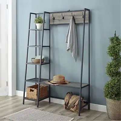 Walker Edison 5 Shelf Entryway Bench Hall Tree , View more
