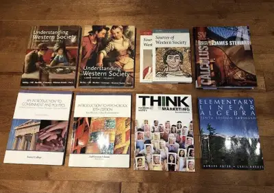 1. History of Western Civilization (4 books) - $30 2. Linear Algebra (10th edition) - SOLD 3. Calcul...