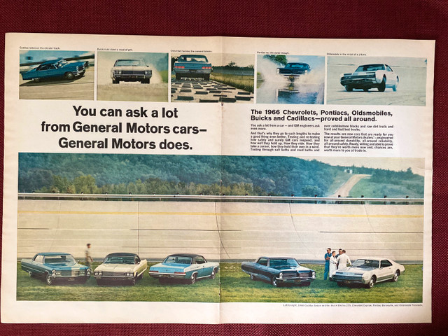 1966 General Motors Cars Large 2-Page Original Ad in Arts & Collectibles in North Bay