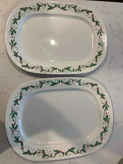 Hutzler - two Holly - Large Christmas Serving platters -Melamine, View more