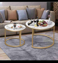 Gold and marble nesting coffee table
