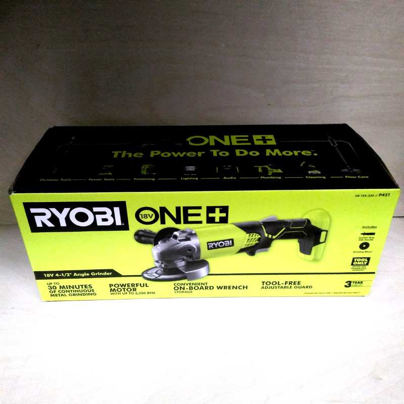 New! RYOBI 18V ONE+ 4-1/2-Inch Cordless Angle Grinder for sale  