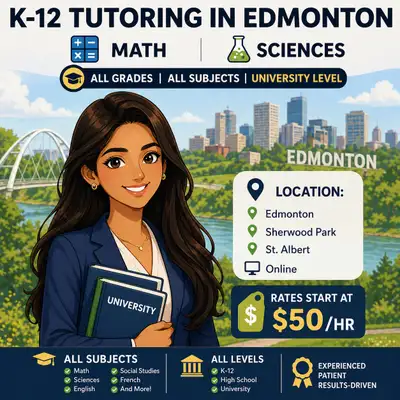 Lady tutor in Edmonton , St Albert , Sherwood Park or online , View more