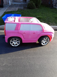 Barbie car for kids and pink bike